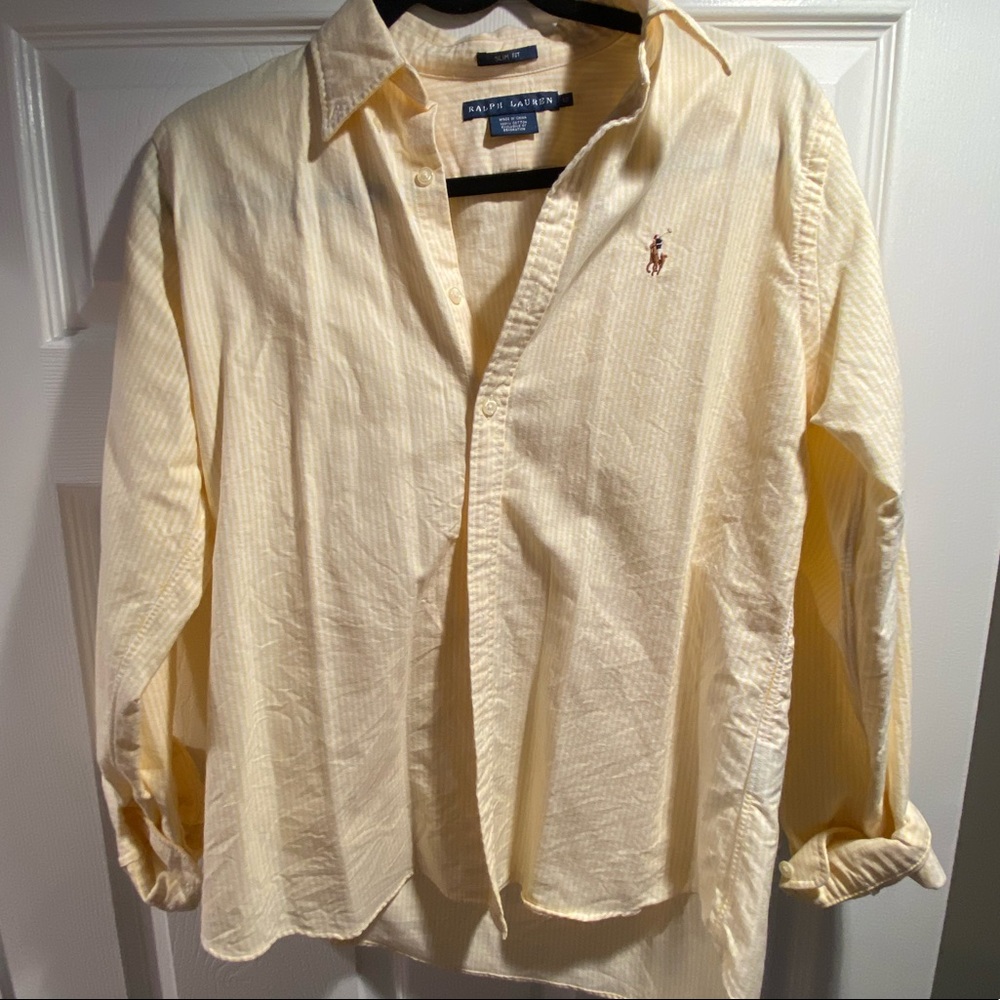 Ralph Lauren Yellow Stripe Button Up Shirt